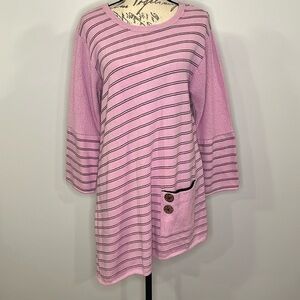 Margaret Winters lightweight asymmetrical striped sweater M